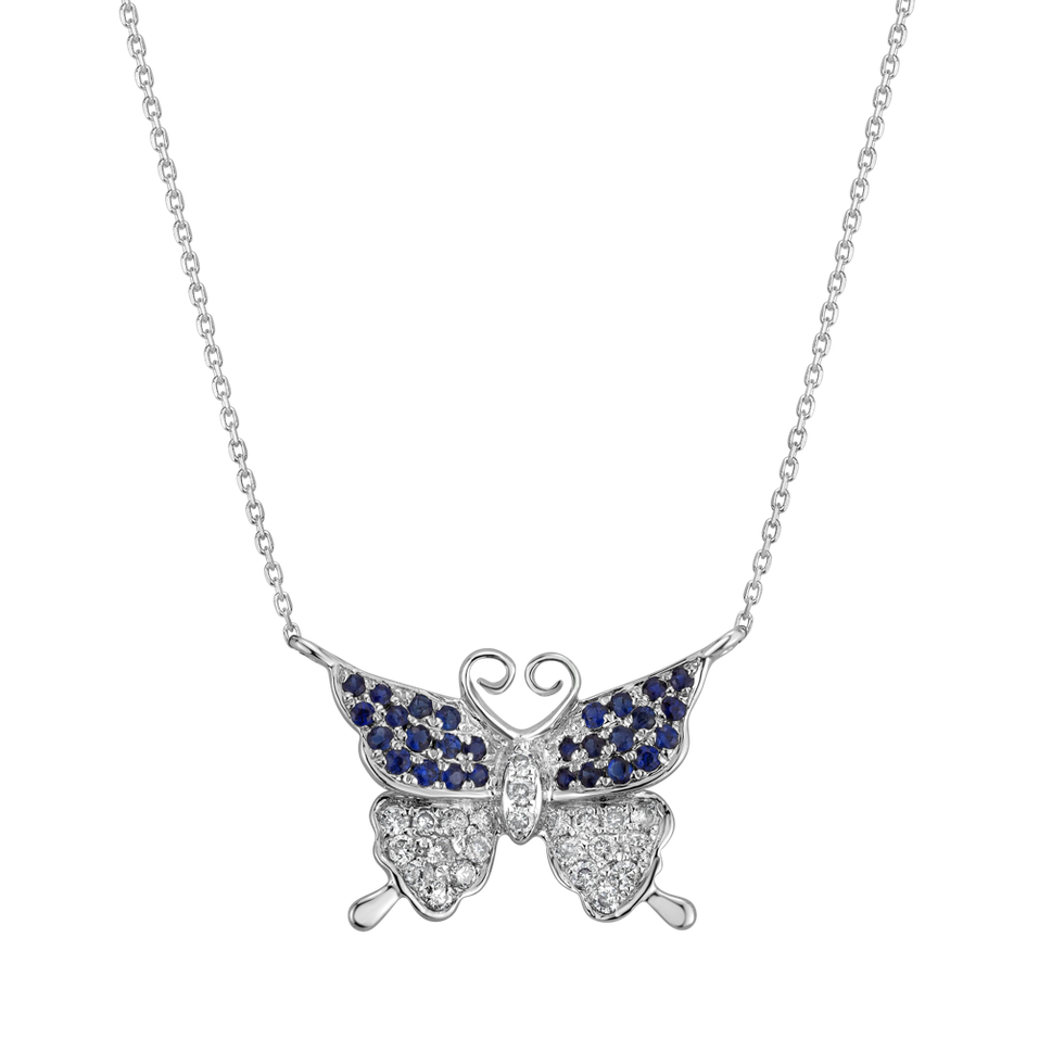 Diamond necklace with Sapphire Monogram Butterfly
