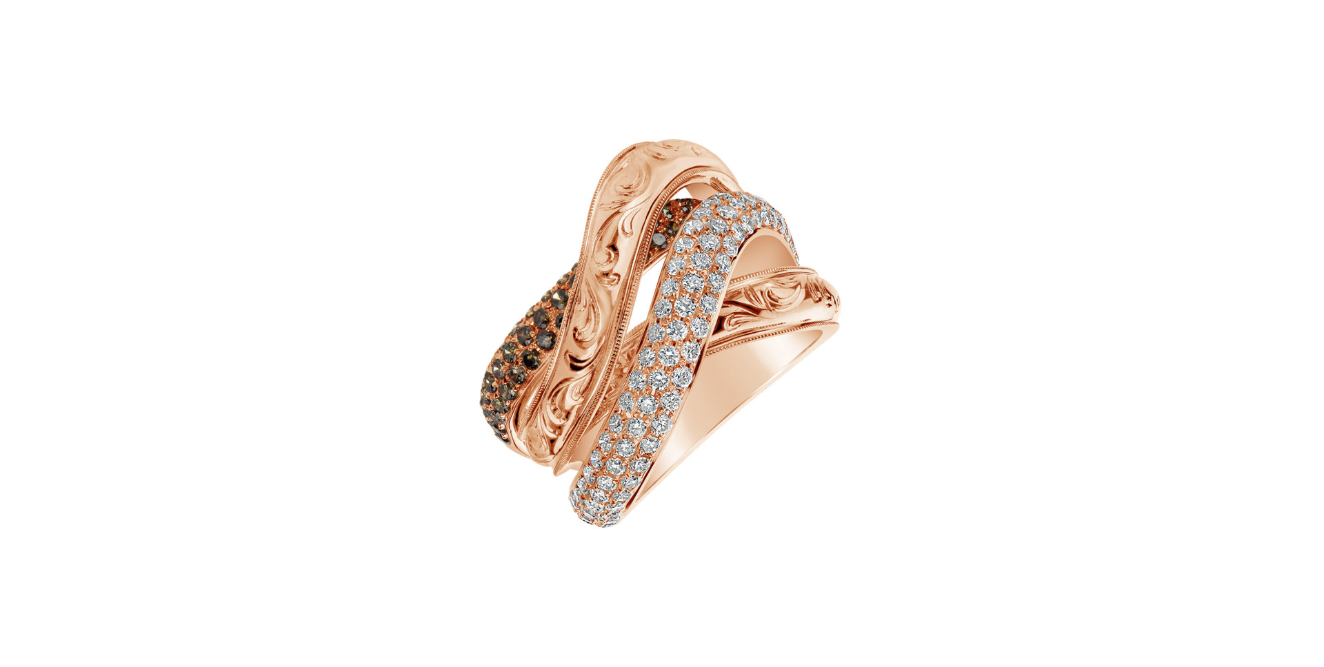 Ring with brown and white diamonds Colombe