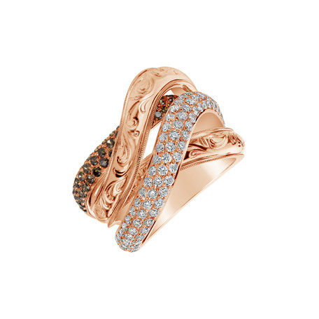 Ring with brown and white diamonds Colombe