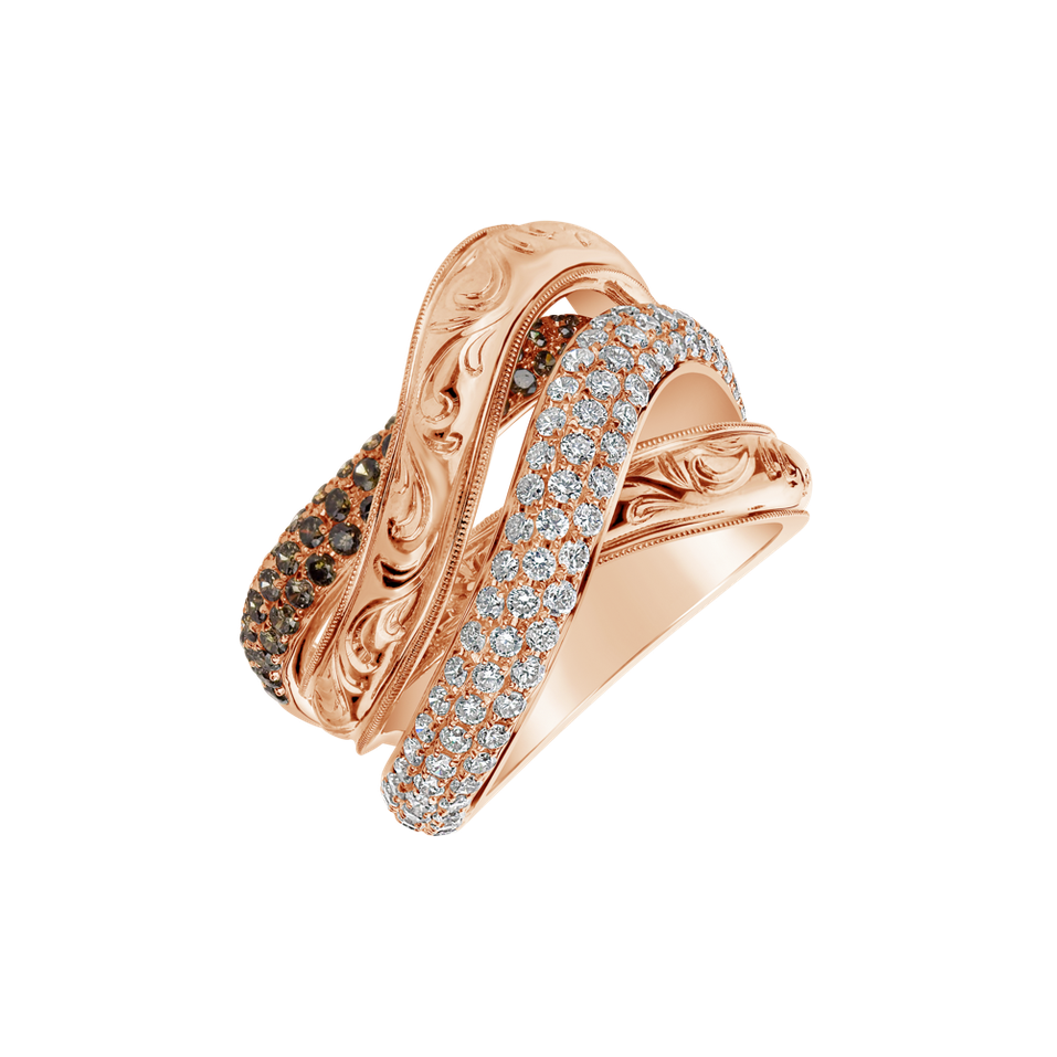 Ring with brown and white diamonds Colombe