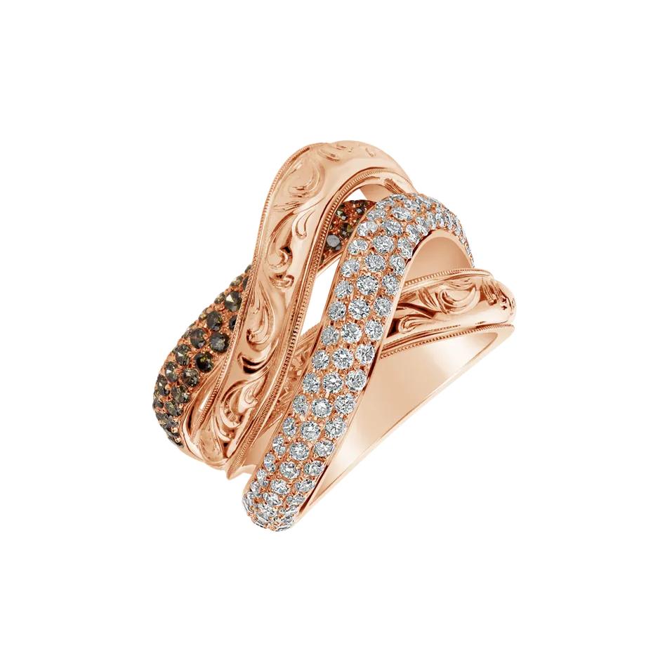 Ring with brown and white diamonds Colombe