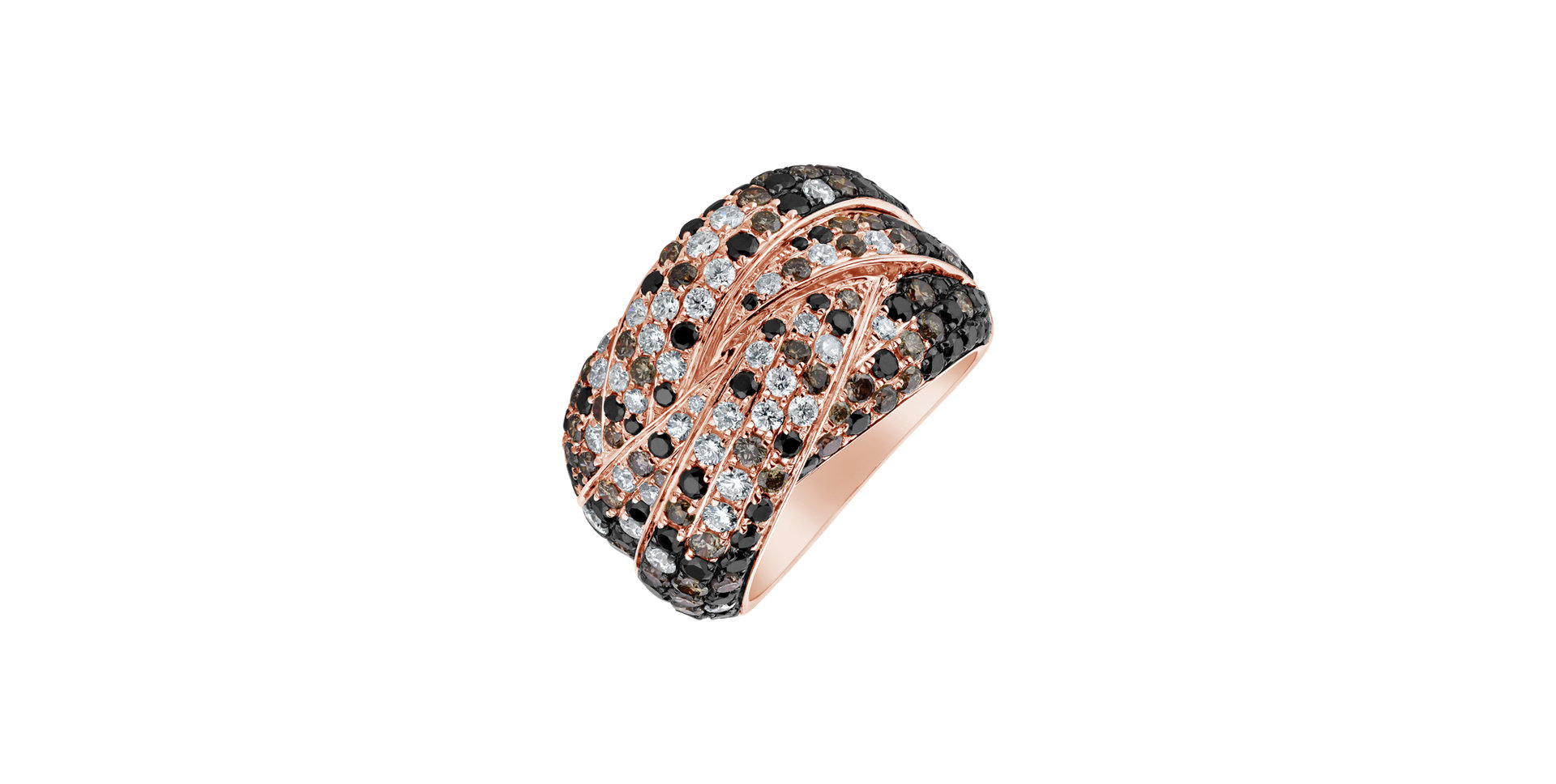 Ring with black, brown and white diamonds Sky Eminence