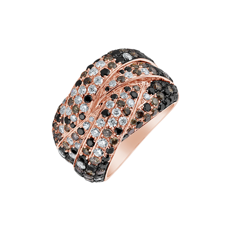Ring with black, brown and white diamonds Sky Eminence
