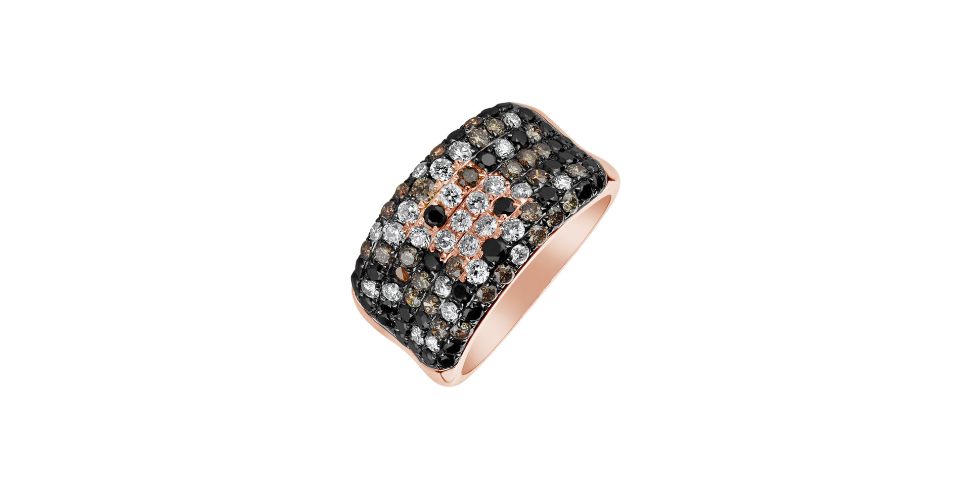 Ring with white, brown and black diamonds Dark Passion