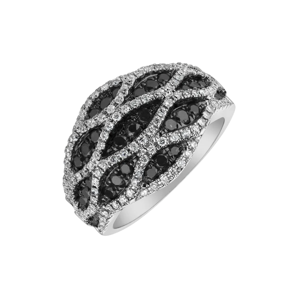Ring with black and white diamonds Rufuel