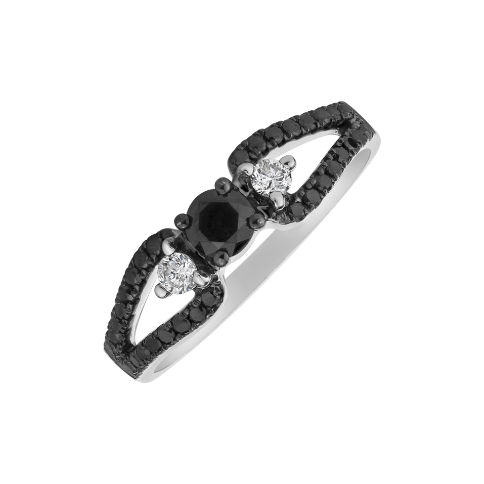 Ring with black and white diamonds Darkness Devotion