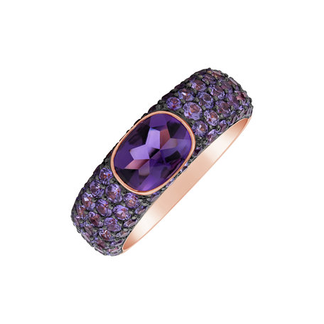 Ring with Sapphire and Amethyst Princess Galaxy