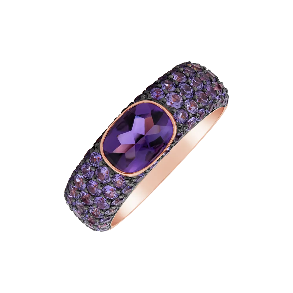 Ring with Sapphire and Amethyst Princess Galaxy