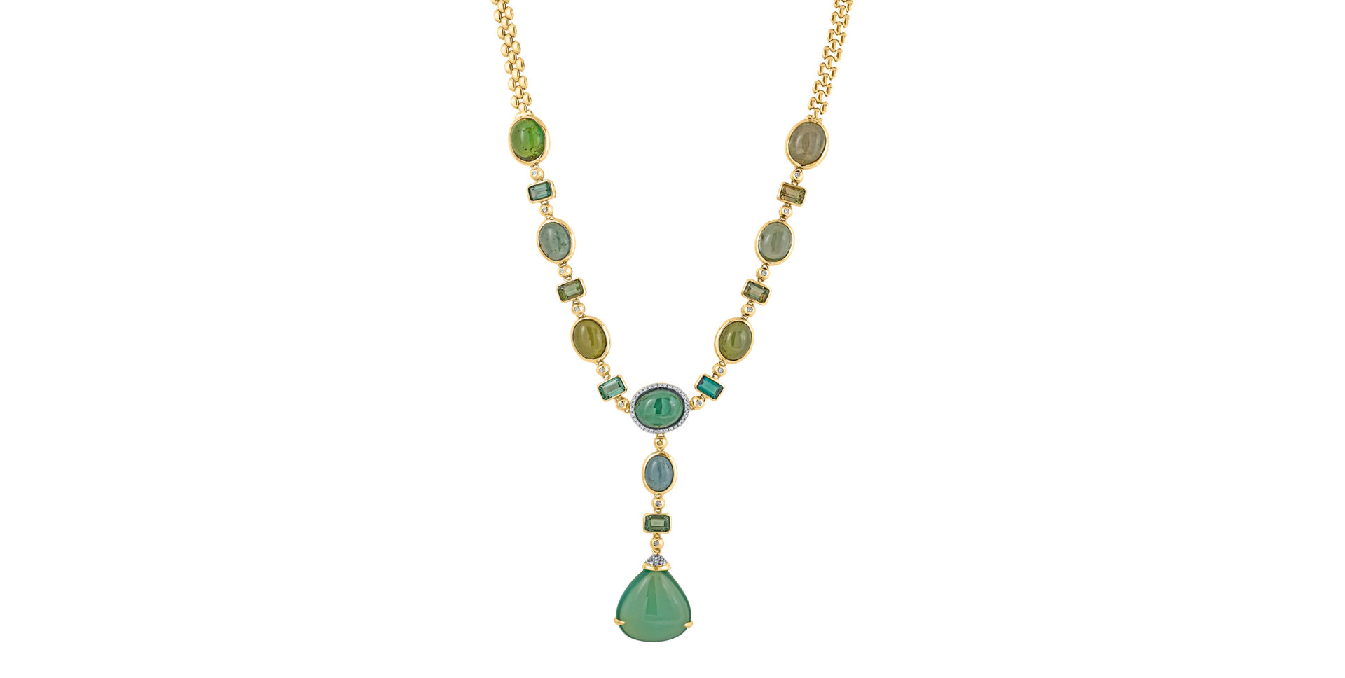 Necklace with Tourmalíne and Prehnite Rainbow Harmony