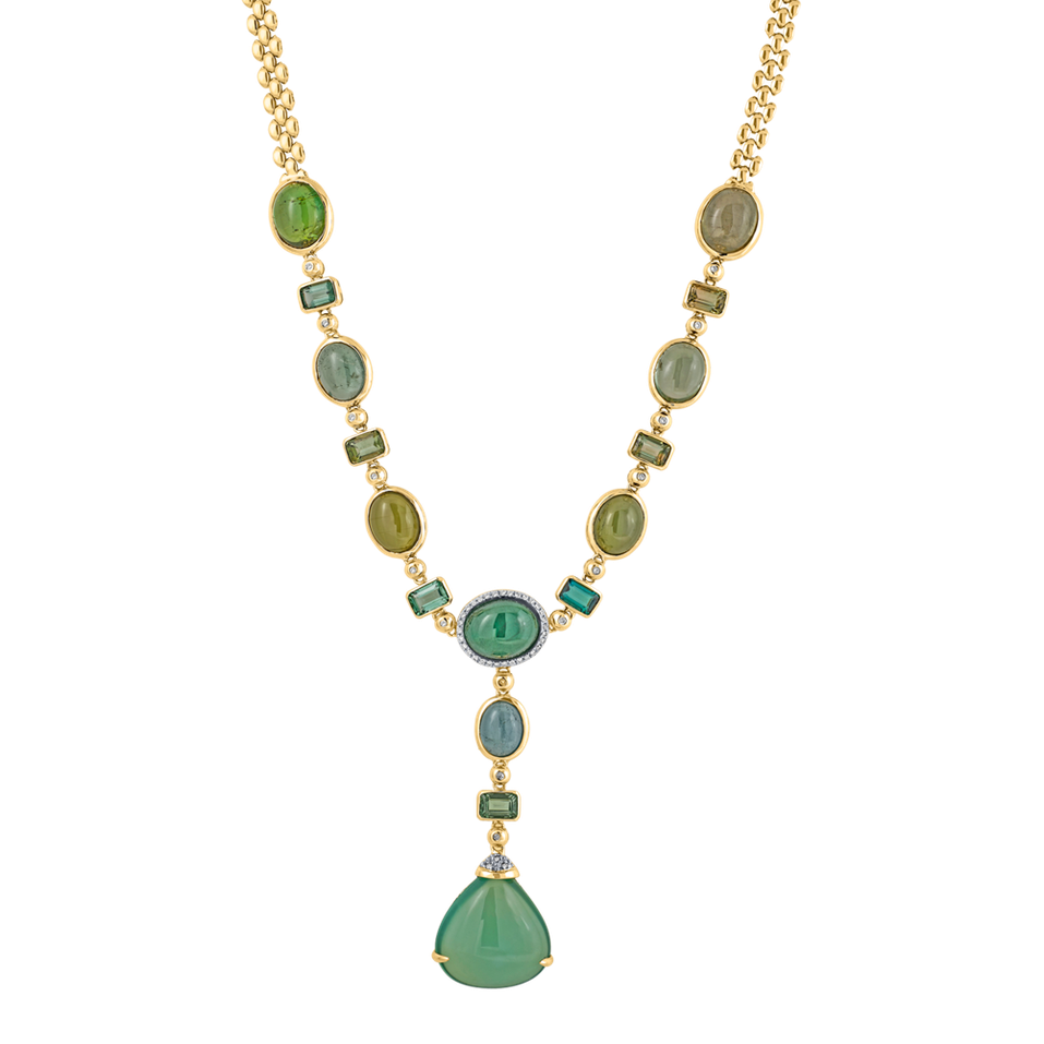Necklace with Tourmalíne and Prehnite Rainbow Harmony