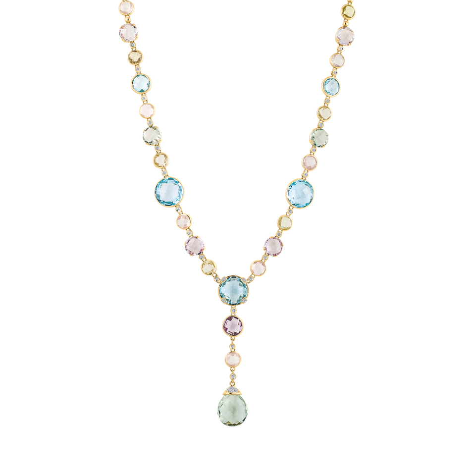 Diamond necklace with Amethyst, Rose Quartz, Topaz and Quartz Touch of Heaven