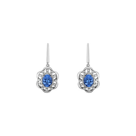 Diamond earrings with Tanzanite Touch of Magic