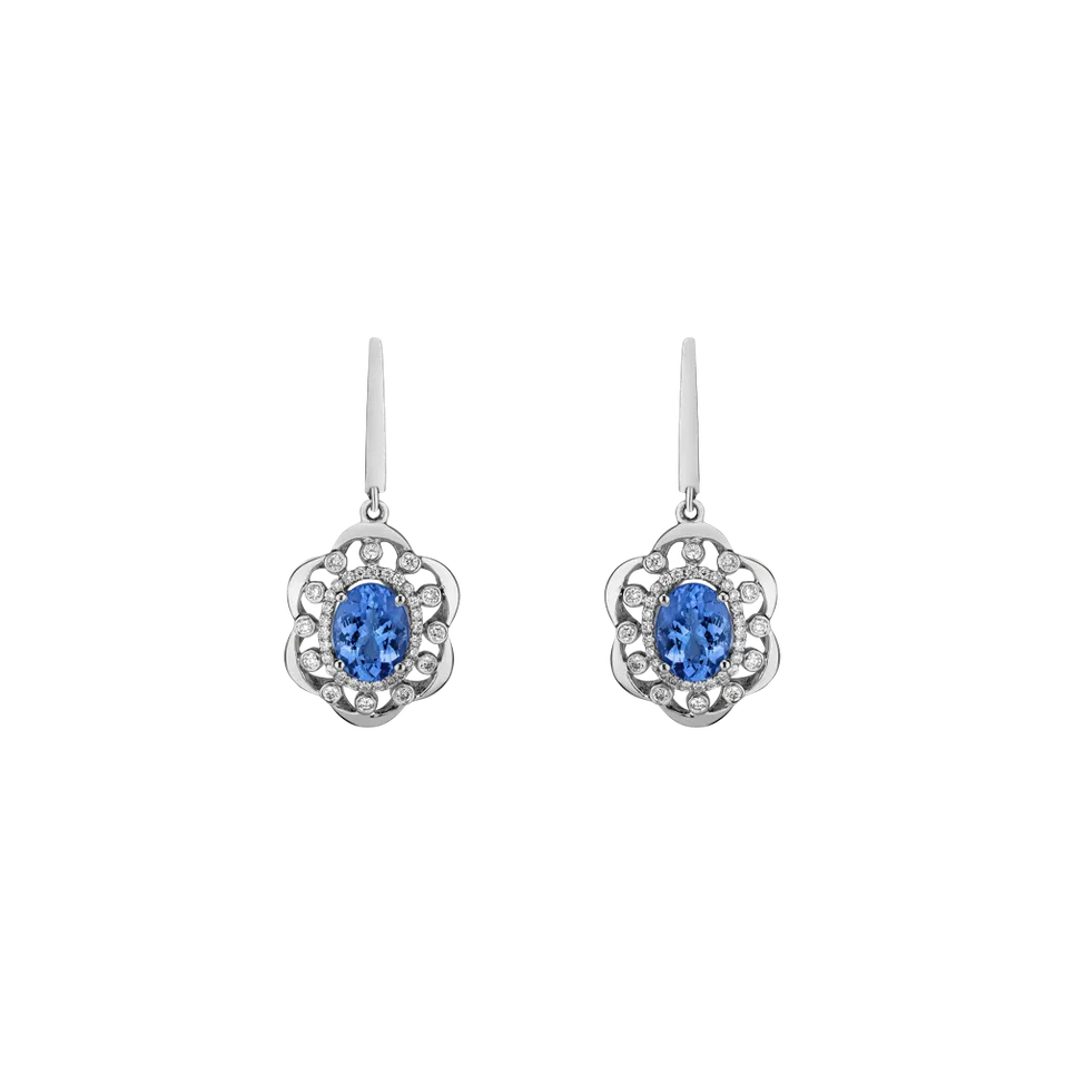 Diamond earrings with Tanzanite Touch of Magic
