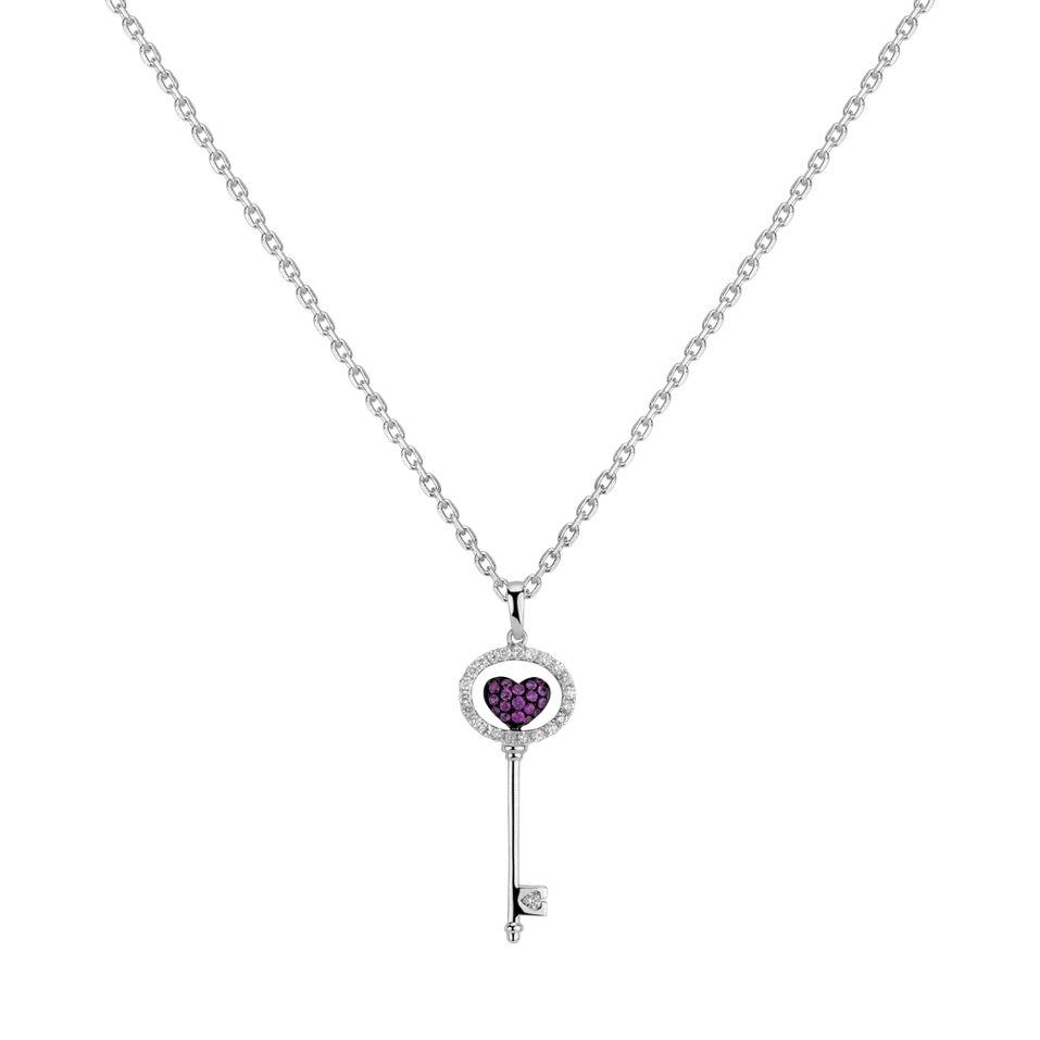 Diamond pendant with Sapphire Key to Hearth