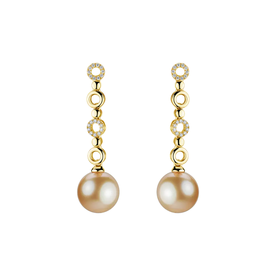 Diamond earrings with Pearl Breena