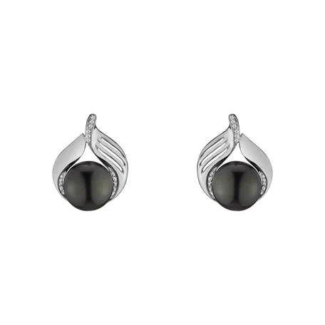 Diamond earrings with Pearl Sea Music