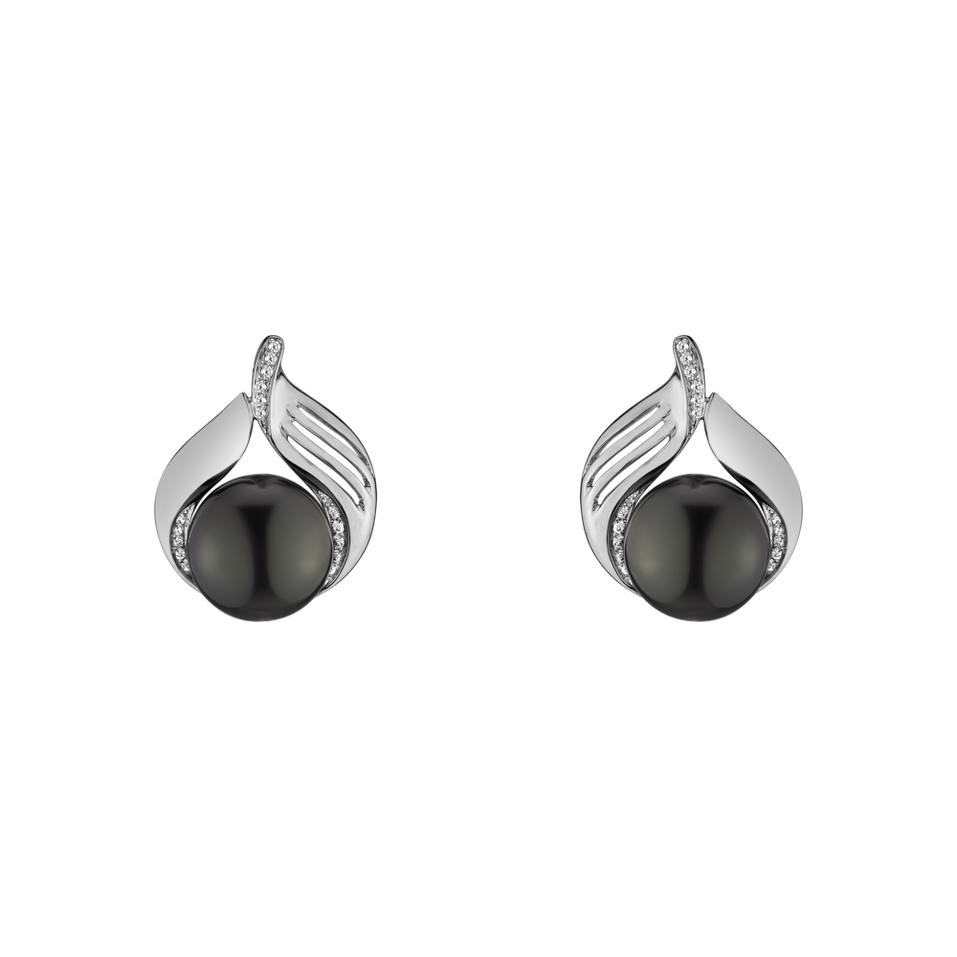 Diamond earrings with Pearl Sea Music