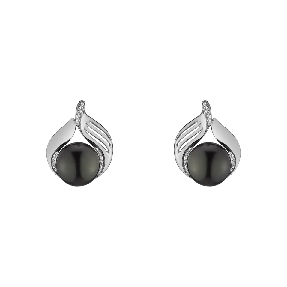 Diamond earrings with Pearl Sea Music