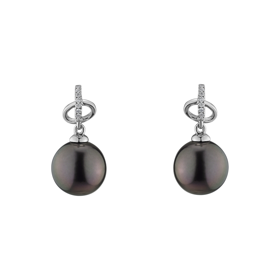 Diamond earrings with Pearl Ocean Rhythm