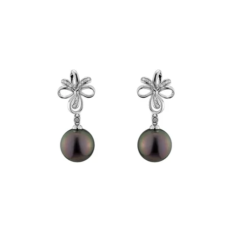 Diamond earrings with Pearl Dionna