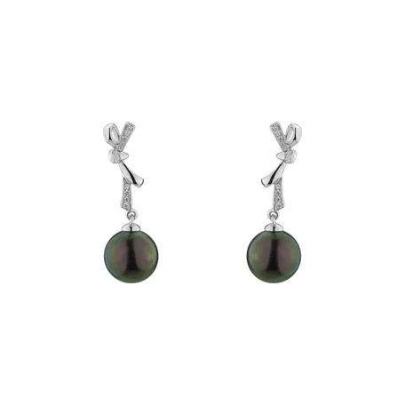 Diamond earrings with Pearl Sea Tales