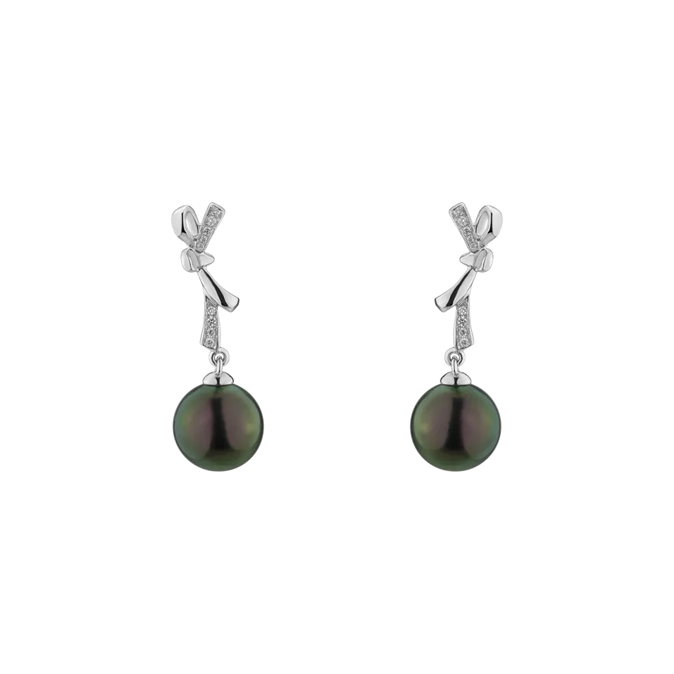 Diamond earrings with Pearl Sea Tales
