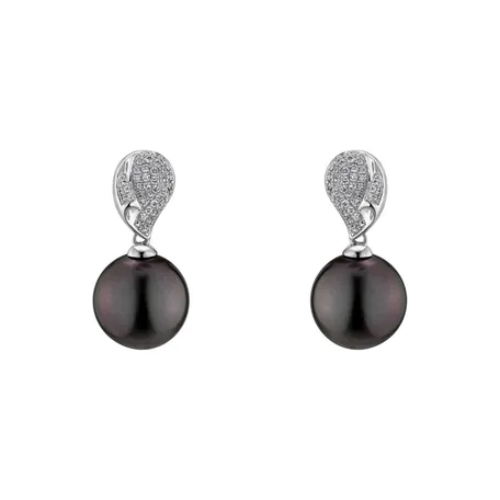 Diamond earrings with Pearl Ocean Reflection