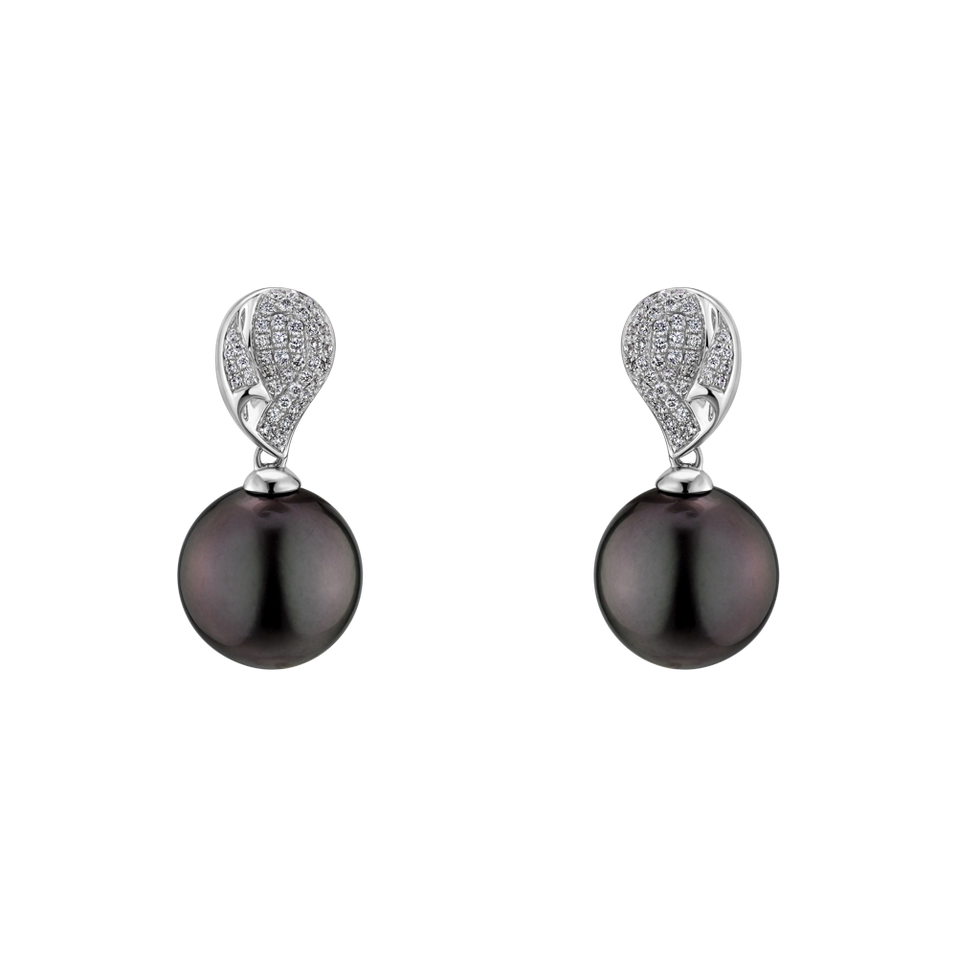 Diamond earrings with Pearl Ocean Reflection
