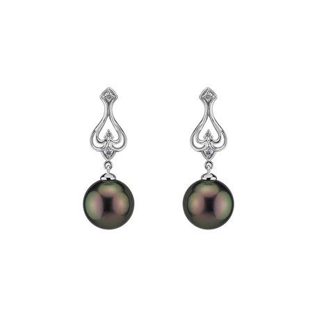 Diamond earrings with Pearl Astral Ocean