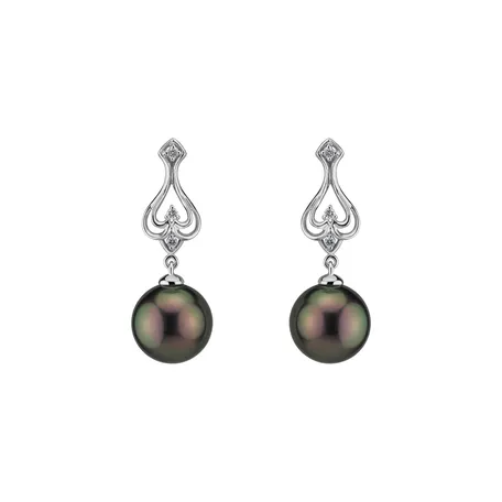 Diamond earrings with Pearl Astral Ocean