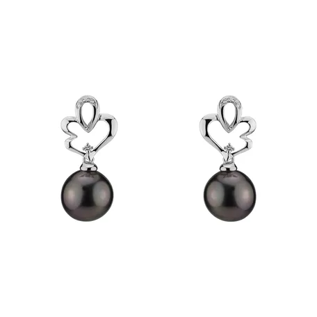 Diamond earrings with Pearl Elysian Ocean
