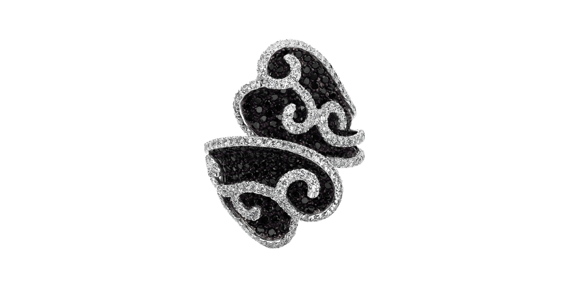 Ring with black and white diamonds Neverending Poetry