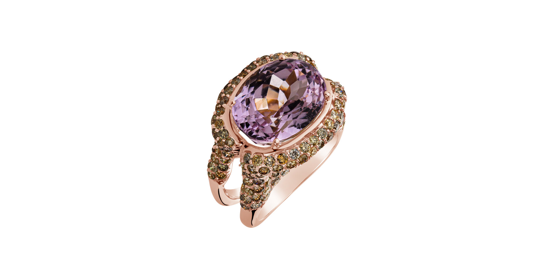 Diamond ring with Kunzite Purple Gentility