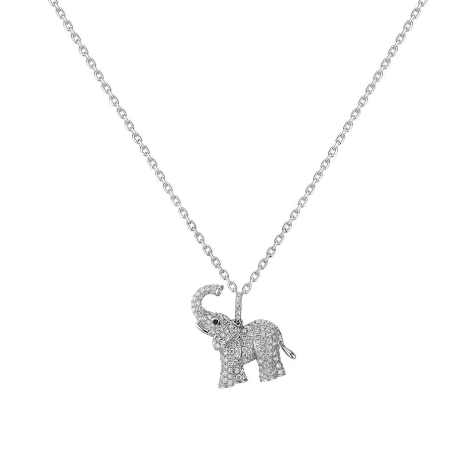 Pendant with black and white diamonds Heaven Elephant