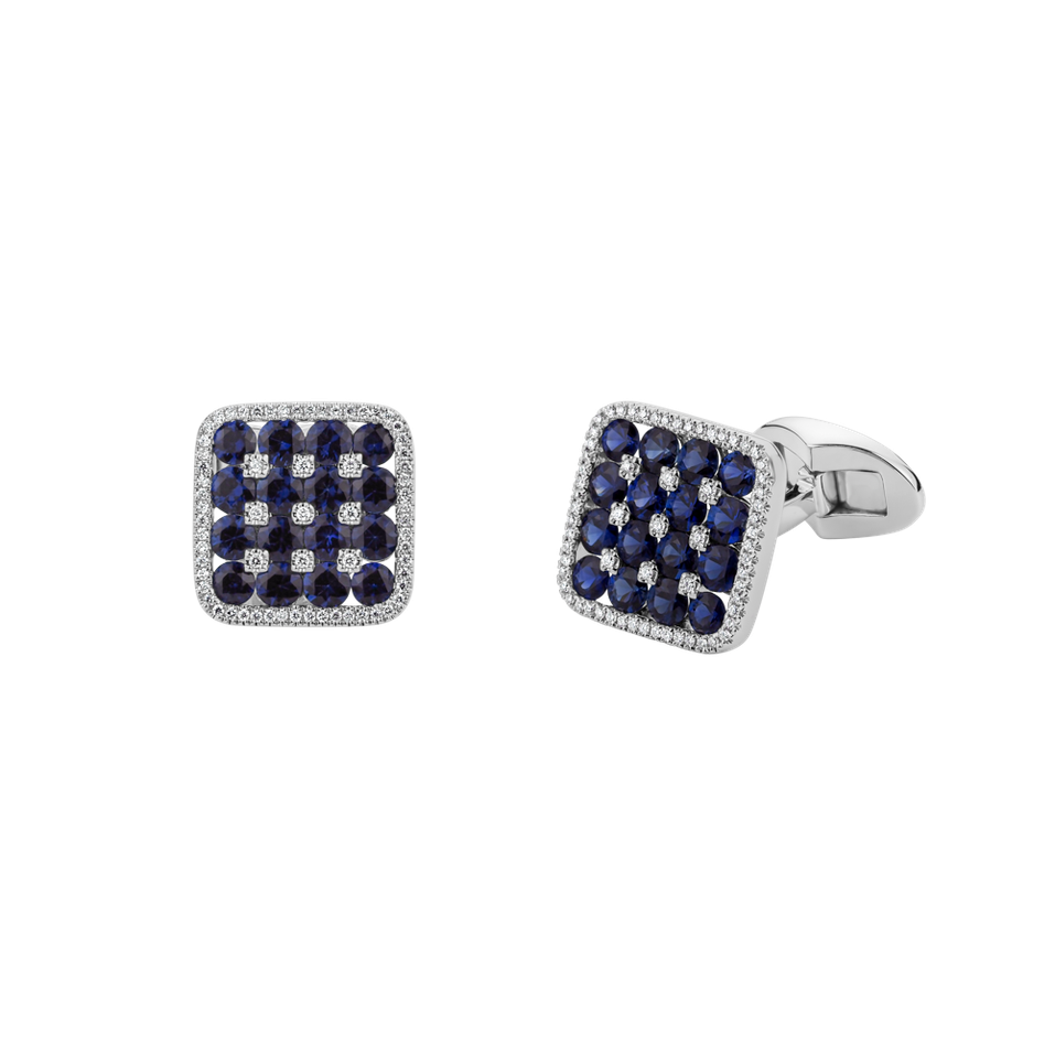 Diamond Cufflinks with Sapphire Wellington