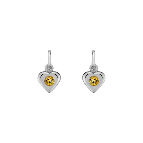 Children's earrings with Citrine Eternal Love