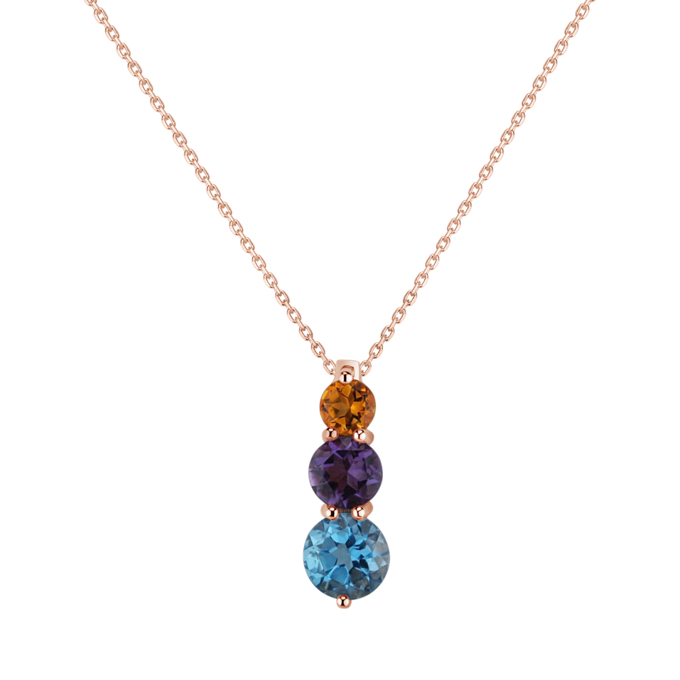 Pendant with Topaz, Amethyst, Citrine Tripple Bonbons