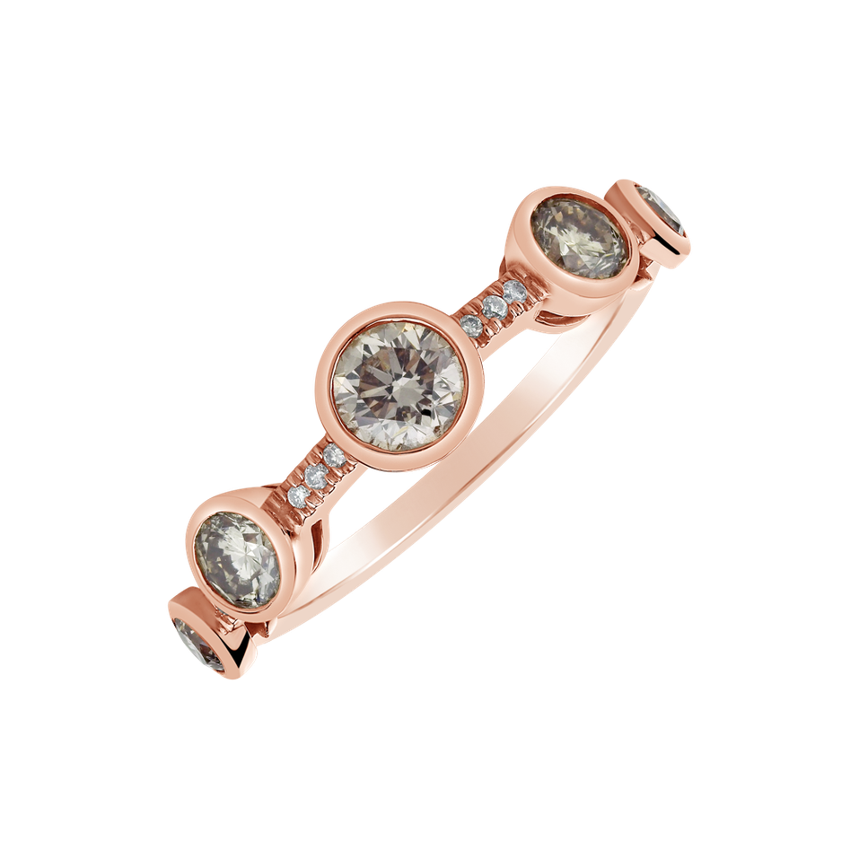 Ring with brown and white diamonds Galaxy of Passion