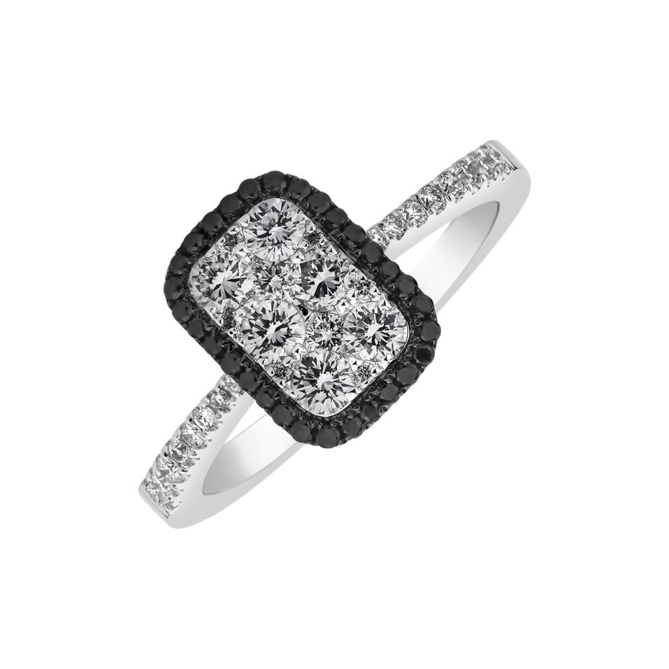 Ring with black and white diamonds Lancelote