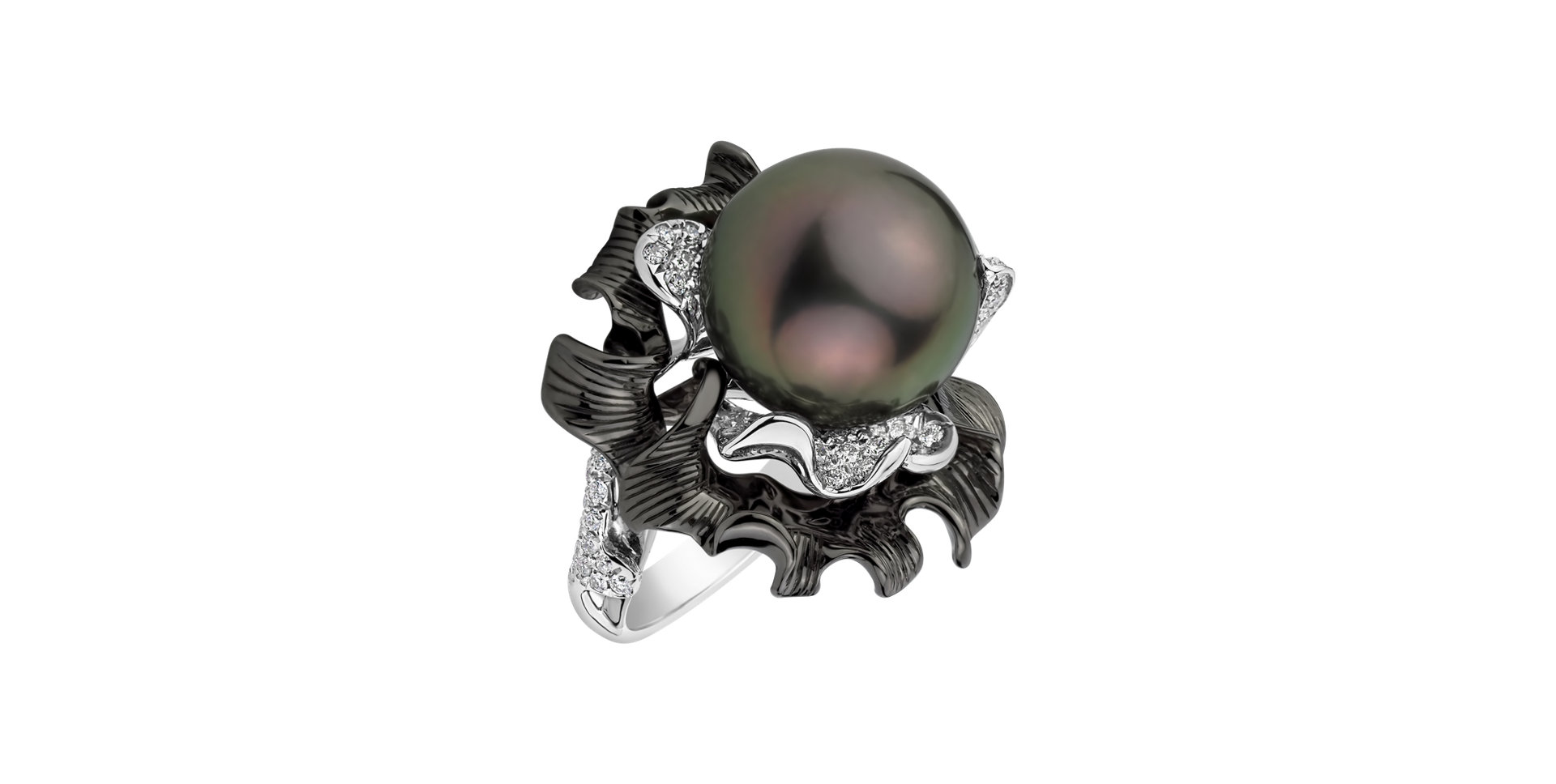 Diamond ring with Pearl Pearl Flower