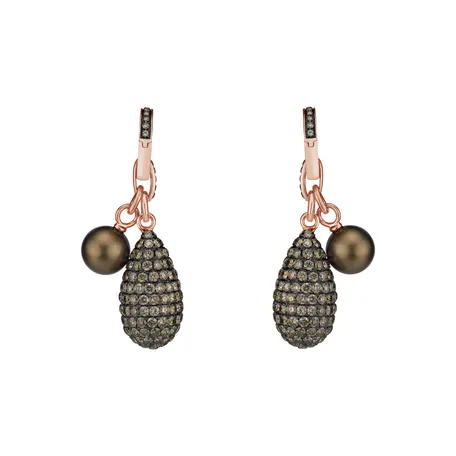 Earrings with brown diamonds and Pearl Magic Dream