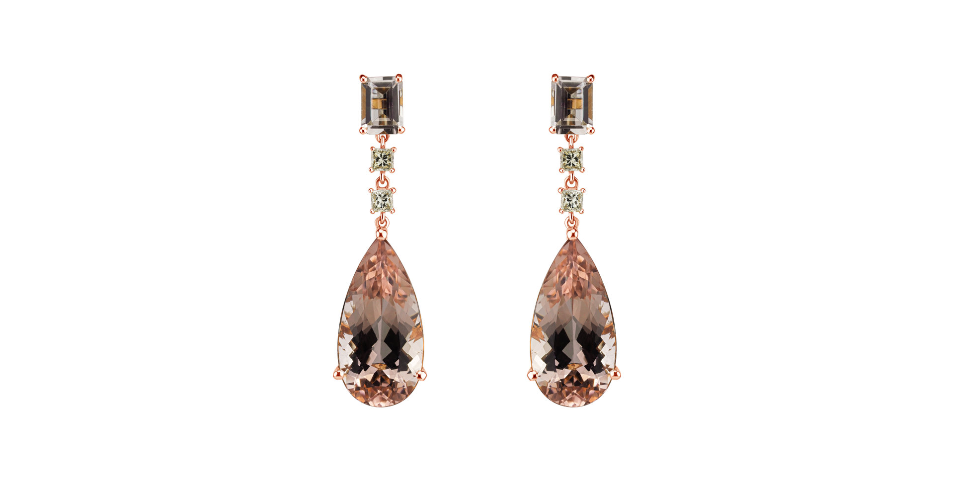 Earrings with Morganite and yellow diamonds Saga