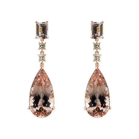 Earrings with Morganite and yellow diamonds Saga
