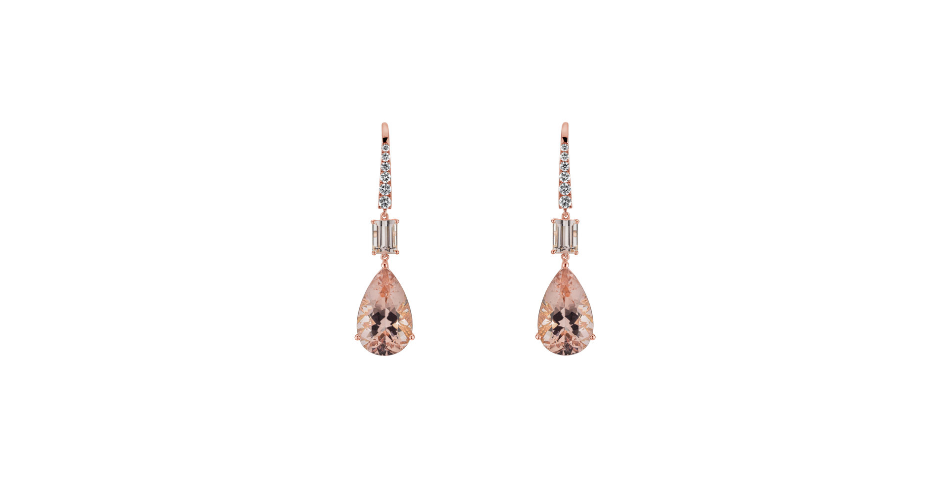 Diamond earrings with Morganite Sunshine Treasure