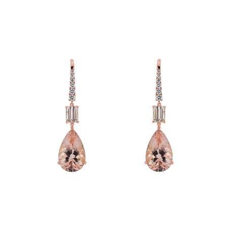 Diamond earrings with Morganite Sunshine Treasure