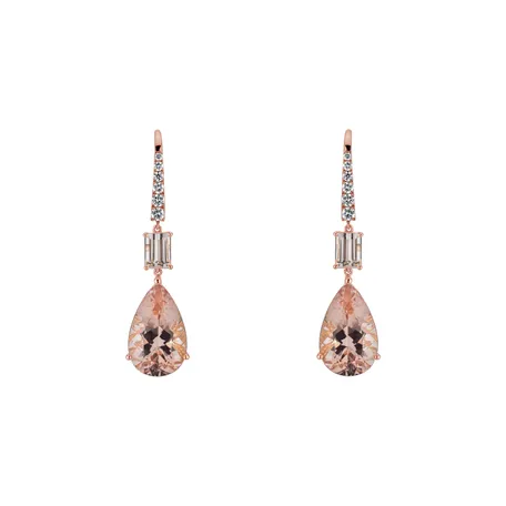 Diamond earrings with Morganite Sunshine Treasure