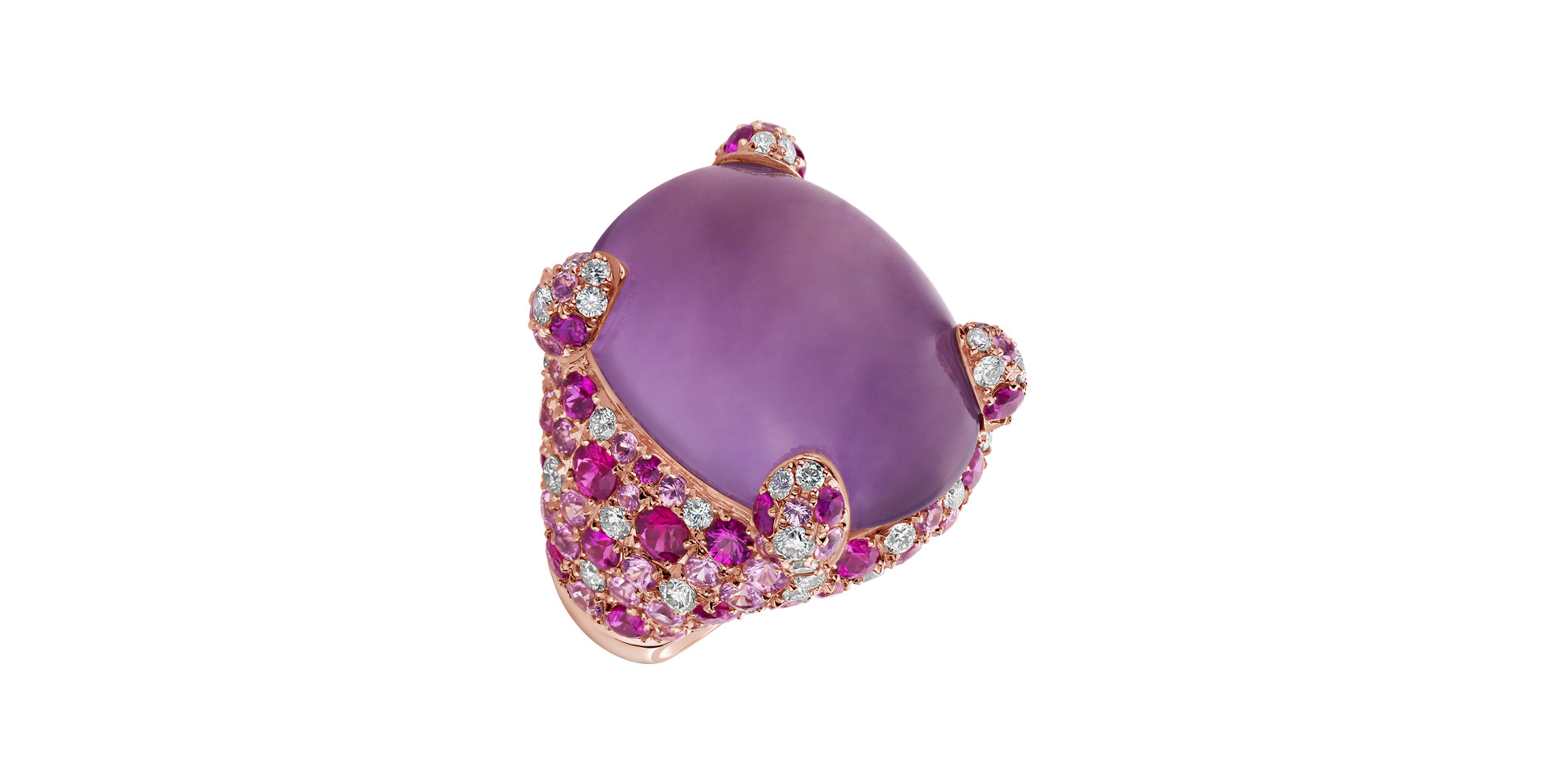 Diamond ring with Amethyst, Ruby and Sapphire Heaven Desire