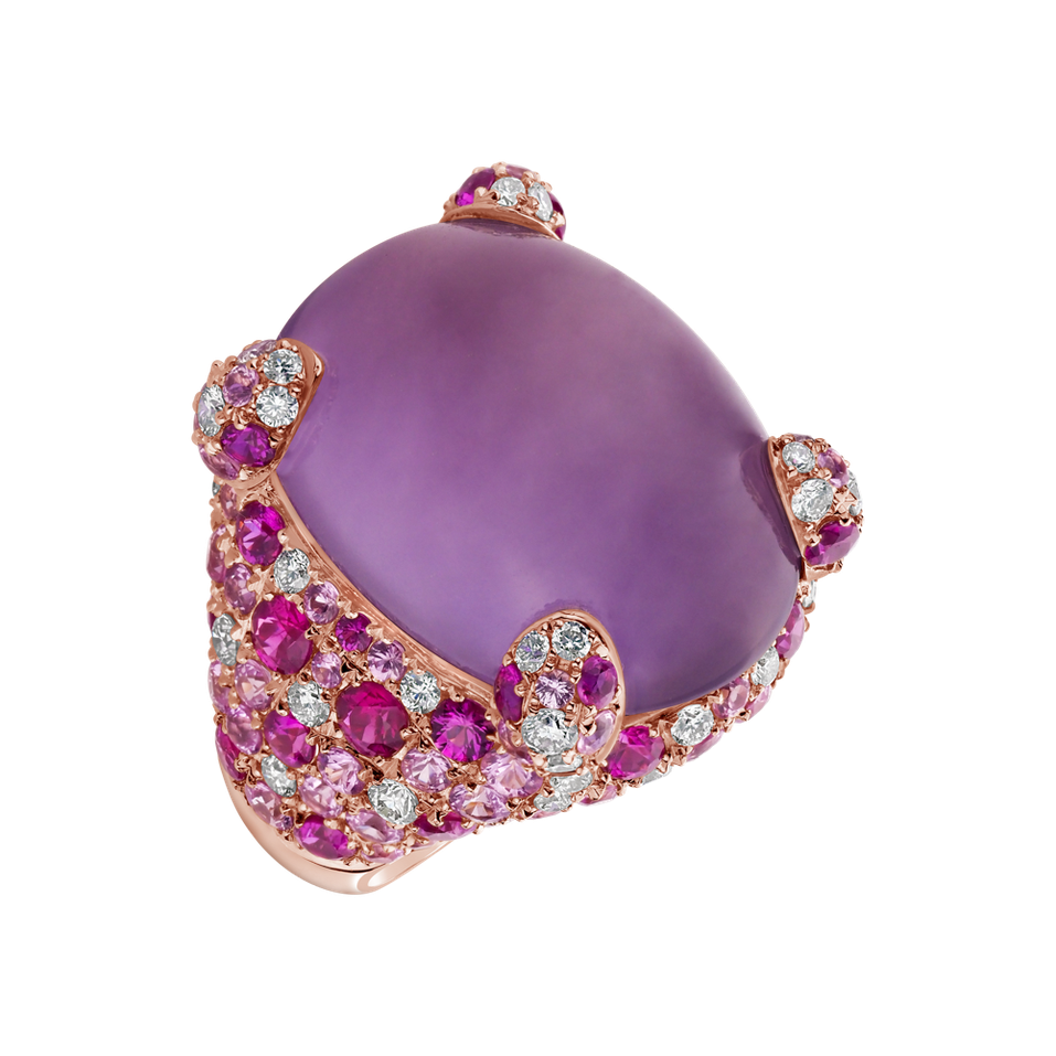 Diamond ring with Amethyst, Ruby and Sapphire Heaven Desire