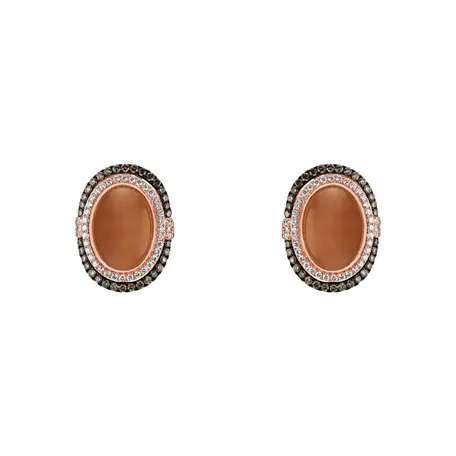 Earrings with Moonstone and brown diamonds Fairytale Alpenglow