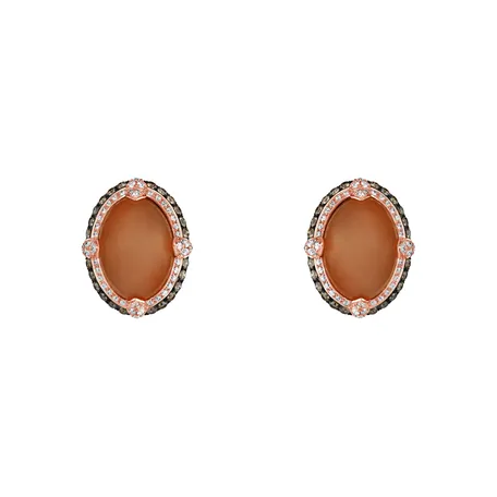 Earrings with Moonstone and brown diamonds Alpenglow Desire